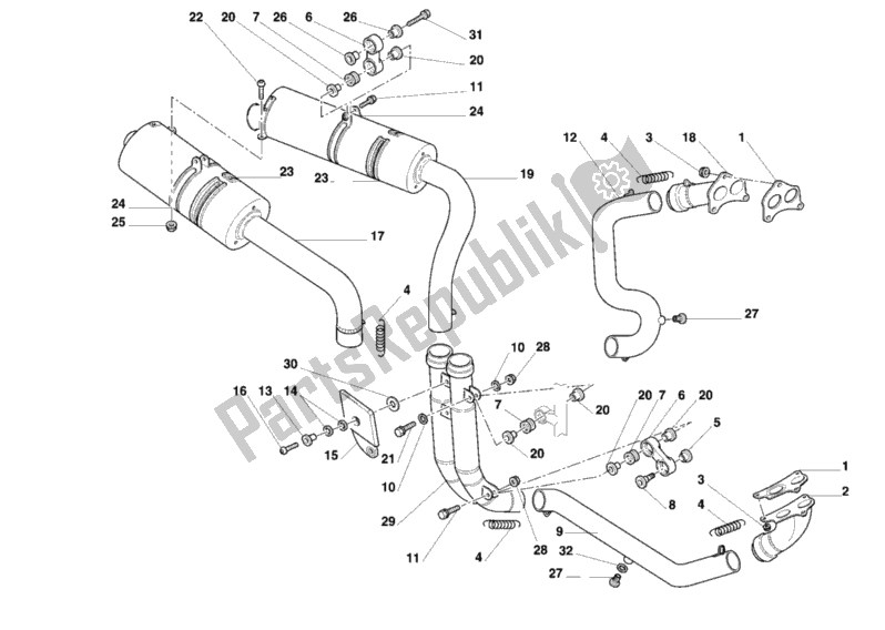 All parts for the Exhaust System of the Ducati Superbike 748 R Single-seat 2001